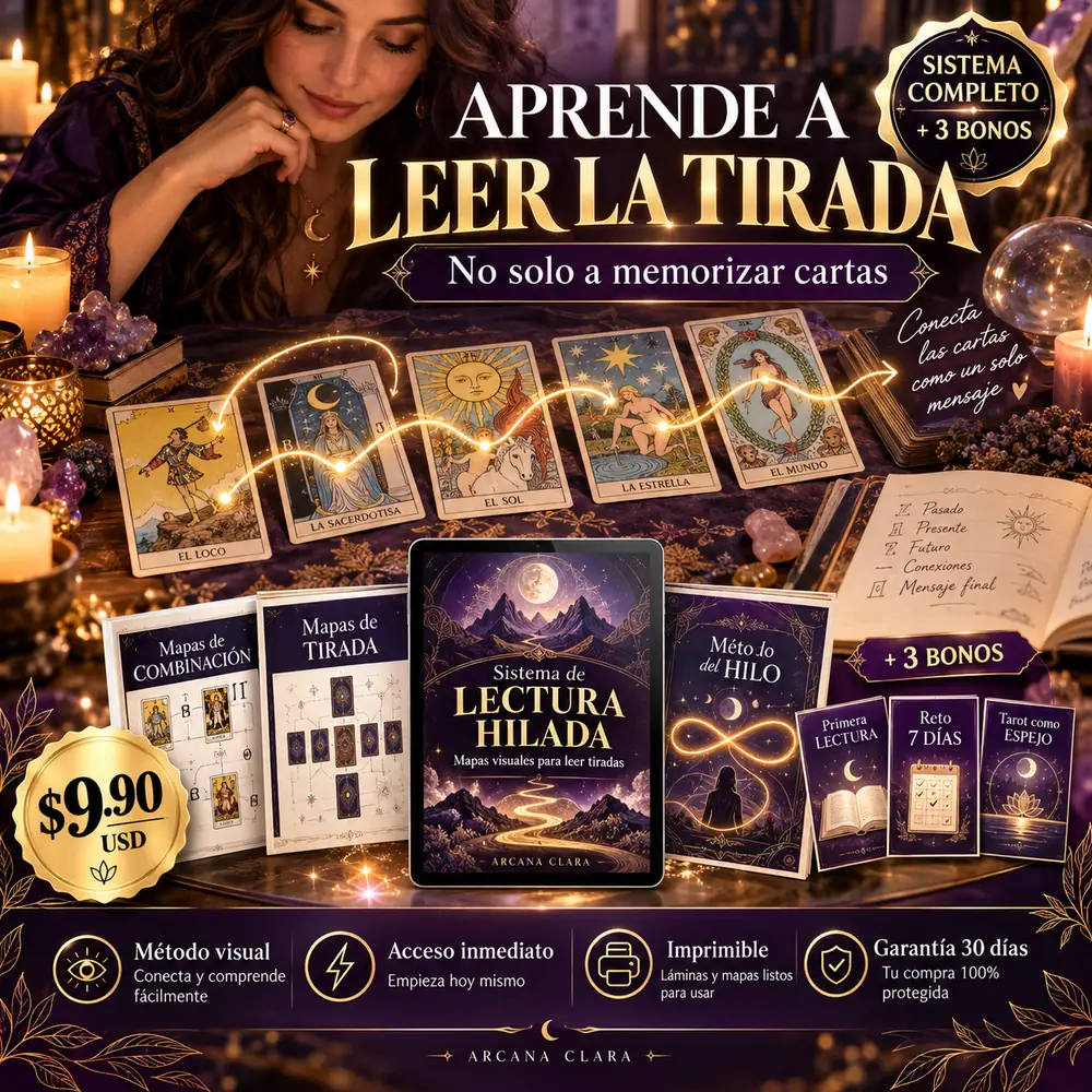 Mapas de Lectura del Sistema de Lectura Hilada: tirada de 3 cartas, Mapa de Combinación y Cruz Celta.